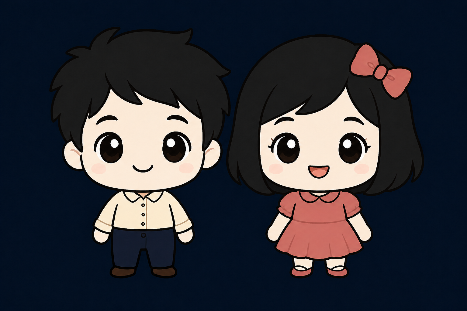 Arush and Arushka, two tiny chibi guides